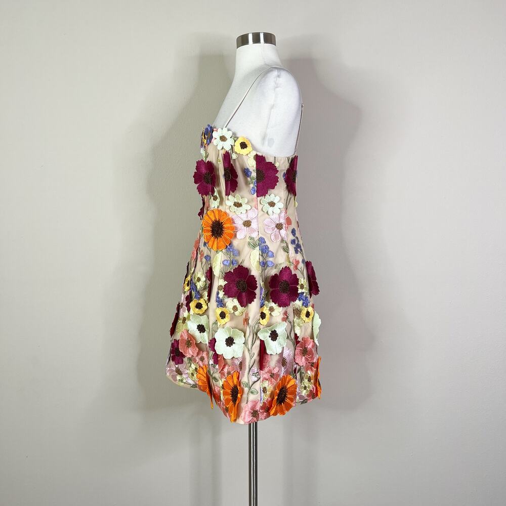 NEW Antonio Melani | Floral Applique Sheer Nude Overlay Cocktail Mini Dress 8 - Picture 9 of 11